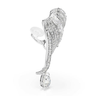 Vienna clip earrings, Mixed cuts, Swan, White, Rhodium plated