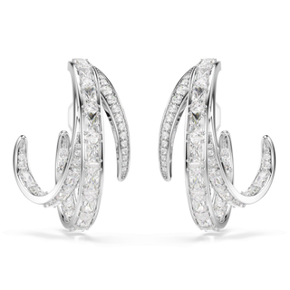 Vienna clip earrings, Mixed cuts, White, Rhodium plated