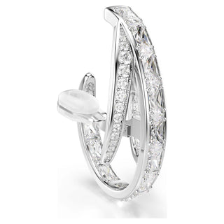 Vienna clip earrings, Mixed cuts, White, Rhodium plated