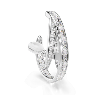 Vienna clip earrings, Mixed cuts, White, Rhodium plated