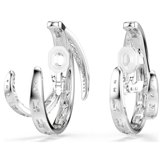 Vienna clip earrings, Mixed cuts, White, Rhodium plated