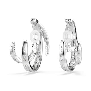 Vienna clip earrings, Mixed cuts, White, Rhodium plated