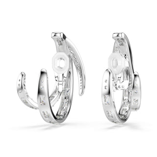 Vienna clip earrings, Mixed cuts, White, Rhodium plated