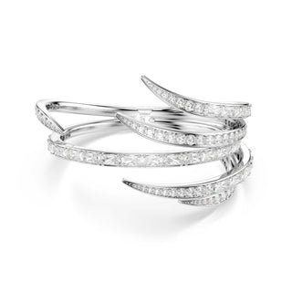 Vienna bangle, Mixed cuts, White, Rhodium plated