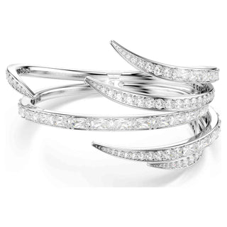 Vienna bangle, Mixed cuts, White, Rhodium plated