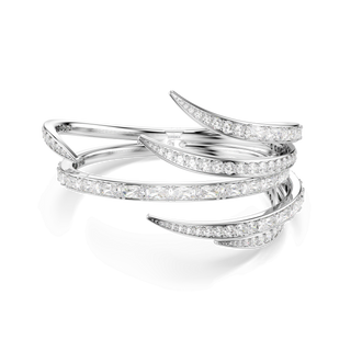 Vienna bangle, Mixed cuts, White, Rhodium plated