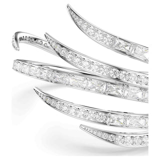 Vienna bangle, Mixed cuts, White, Rhodium plated