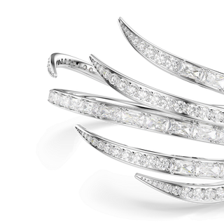 Vienna bangle, Mixed cuts, White, Rhodium plated