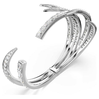 Vienna bangle, Mixed cuts, White, Rhodium plated