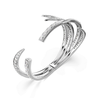 Vienna bangle, Mixed cuts, White, Rhodium plated