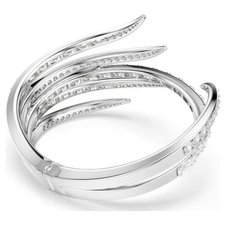 Vienna bangle, Mixed cuts, White, Rhodium plated