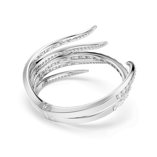 Vienna bangle, Mixed cuts, White, Rhodium plated