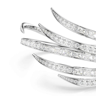 Vienna bangle, Mixed cuts, White, Rhodium plated