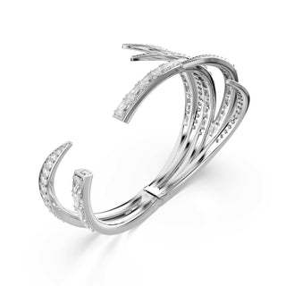 Vienna bangle, Mixed cuts, White, Rhodium plated