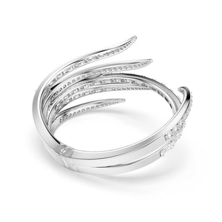 Vienna bangle, Mixed cuts, White, Rhodium plated