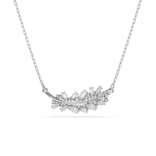 Vienna pendant, Mixed cuts, Feather, White, Rhodium plated