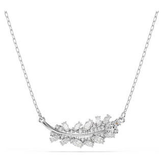 Vienna pendant, Mixed cuts, Feather, White, Rhodium plated