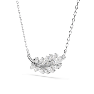 Vienna pendant, Mixed cuts, Feather, White, Rhodium plated