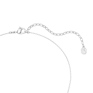 Vienna pendant, Mixed cuts, Feather, White, Rhodium plated