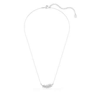 Vienna pendant, Mixed cuts, Feather, White, Rhodium plated