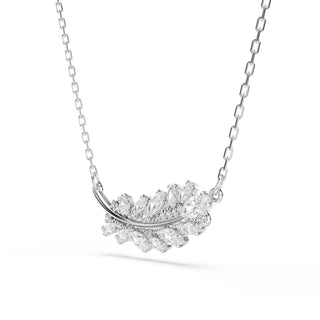 Vienna pendant, Mixed cuts, Feather, White, Rhodium plated