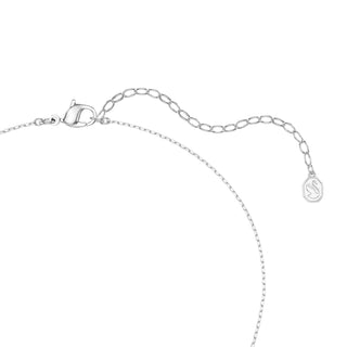 Vienna pendant, Mixed cuts, Feather, White, Rhodium plated