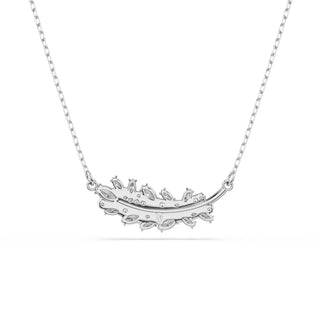 Vienna pendant, Mixed cuts, Feather, White, Rhodium plated