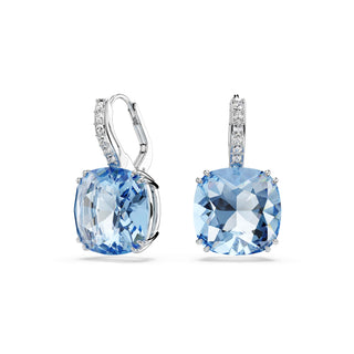 Millenia drop earrings, Cushion cut, Blue, Rhodium plated
