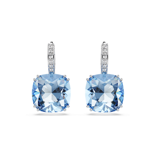 Millenia drop earrings, Cushion cut, Blue, Rhodium plated