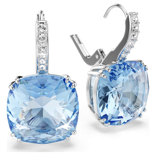 Millenia drop earrings, Cushion cut, Blue, Rhodium plated