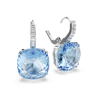 Millenia drop earrings, Cushion cut, Blue, Rhodium plated