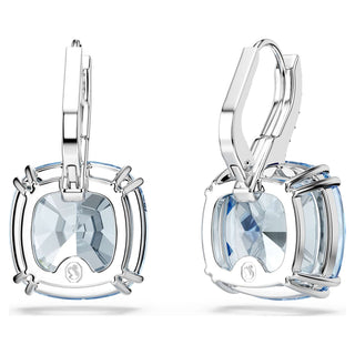 Millenia drop earrings, Cushion cut, Blue, Rhodium plated