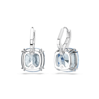 Millenia drop earrings, Cushion cut, Blue, Rhodium plated