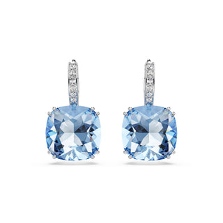Millenia drop earrings, Cushion cut, Blue, Rhodium plated