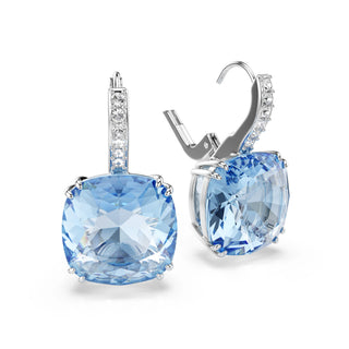 Millenia drop earrings, Cushion cut, Blue, Rhodium plated