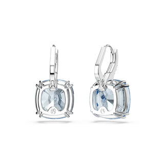 Millenia drop earrings, Cushion cut, Blue, Rhodium plated