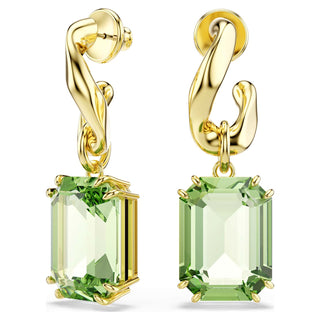 Millenia drop earrings, Octagon cut, Green, 18K gold finish