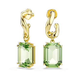 Millenia drop earrings, Octagon cut, Green, 18K gold finish