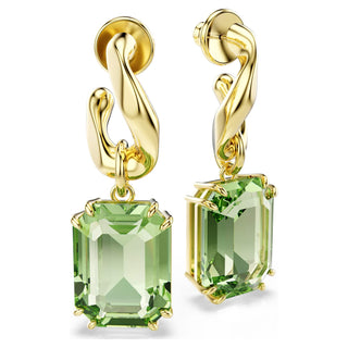 Millenia drop earrings, Octagon cut, Green, 18K gold finish