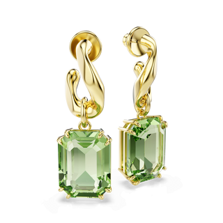 Millenia drop earrings, Octagon cut, Green, 18K gold finish
