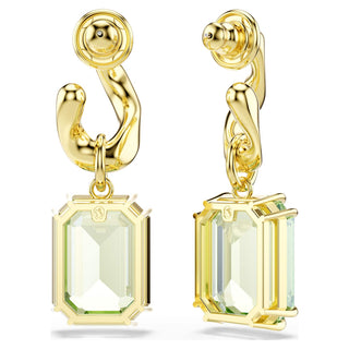 Millenia drop earrings, Octagon cut, Green, 18K gold finish