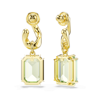 Millenia drop earrings, Octagon cut, Green, 18K gold finish