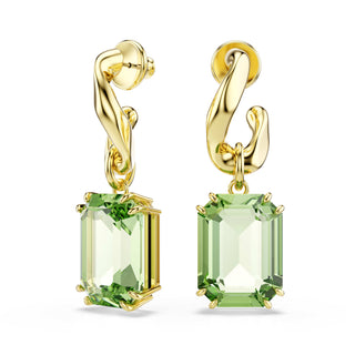Millenia drop earrings, Octagon cut, Green, 18K gold finish