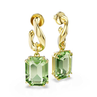 Millenia drop earrings, Octagon cut, Green, 18K gold finish