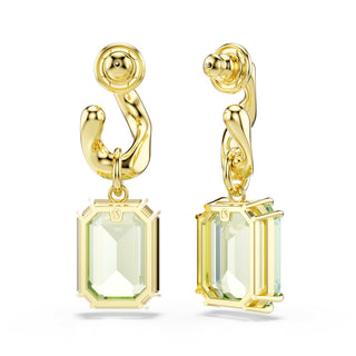 Millenia drop earrings, Octagon cut, Green, 18K gold finish