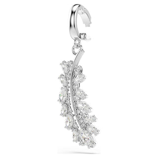 Vienna charm, Mixed cuts, Feather, White, Rhodium plated