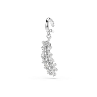 Vienna charm, Mixed cuts, Feather, White, Rhodium plated