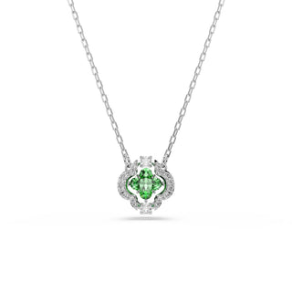 Una Angelic pendant, Mixed cuts, Green, Rhodium plated
