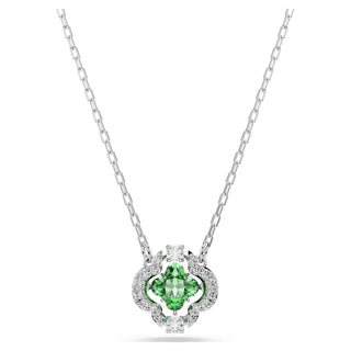 Una Angelic pendant, Mixed cuts, Green, Rhodium plated