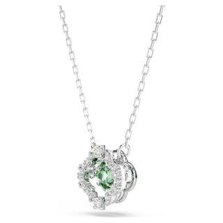 Una Angelic pendant, Mixed cuts, Green, Rhodium plated